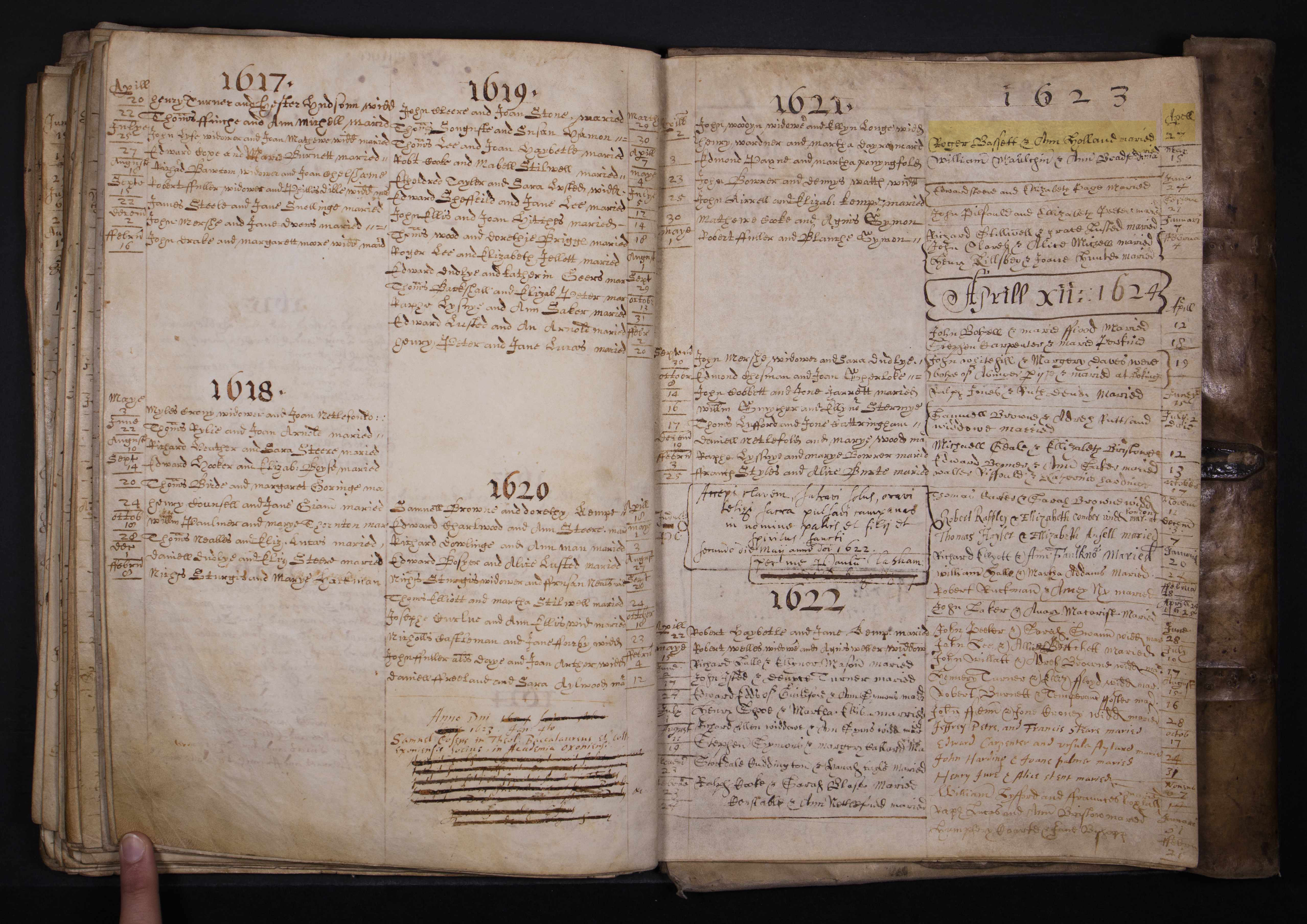 Roger Basett and Ann Holland marriage record dated April 17 1623.