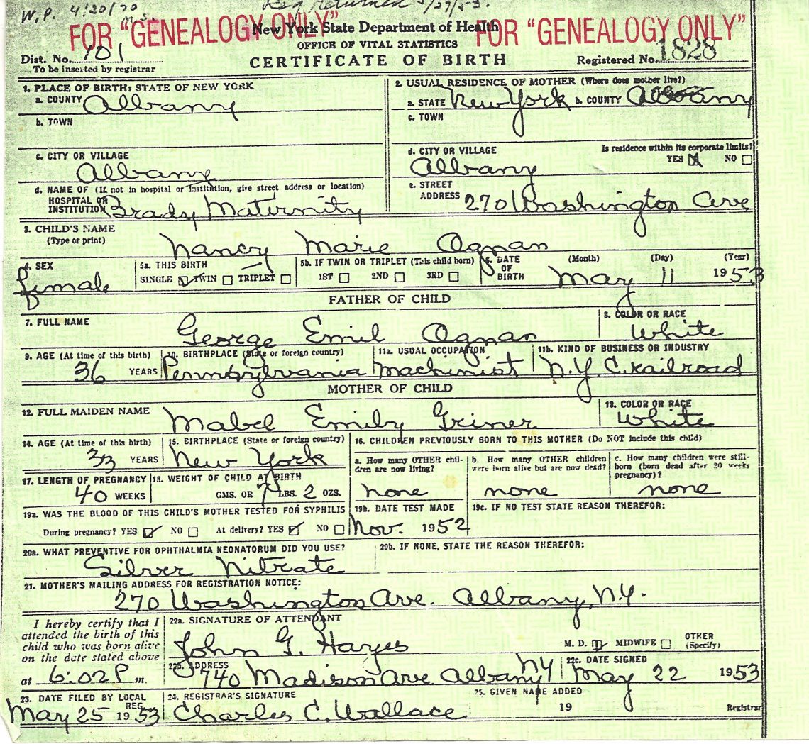 Mom s Birth Certificate Our Ancestral Tree